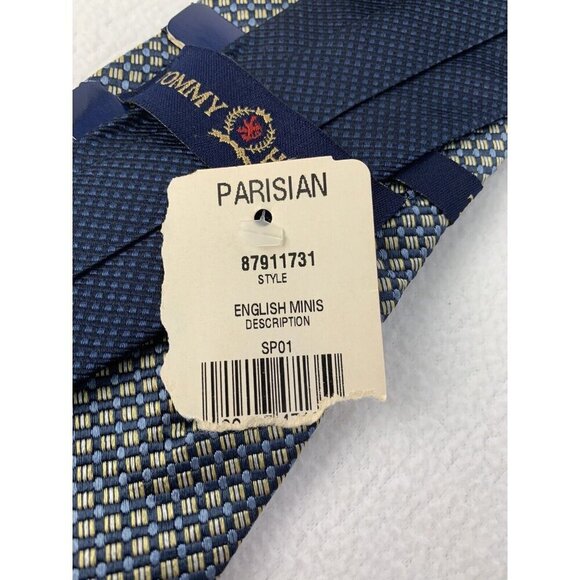 Tommy Hilfiger Tie Blue Yellow Silk USA Vintage NWT - Picture 7 of 10